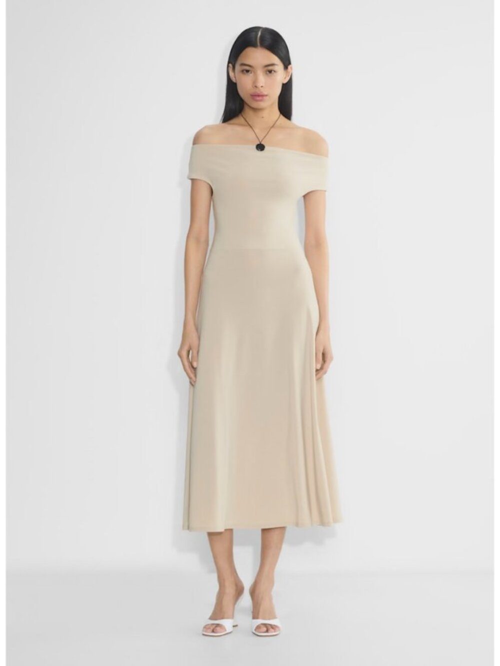Aritzia Wilfred Smooth Matter Symbol Dress in Marcona Beige
